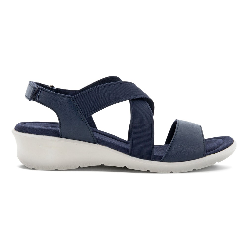 ECCO Womens Sandals Navy - Finola Wedge - PDA-980573